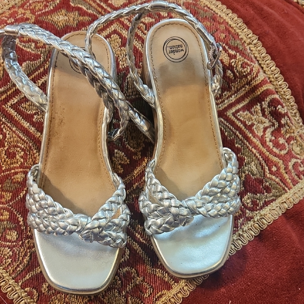 Silver Braided Women's Sandals